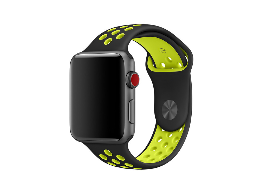 Bracelet sport silicone noir pour Apple Watch version 42mm